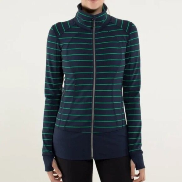 Lululemon Blue Green Jacket Asana Forme Define Size 6 - Picture 1 of 5